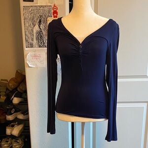 Elegant Navy Long Sleeve Top